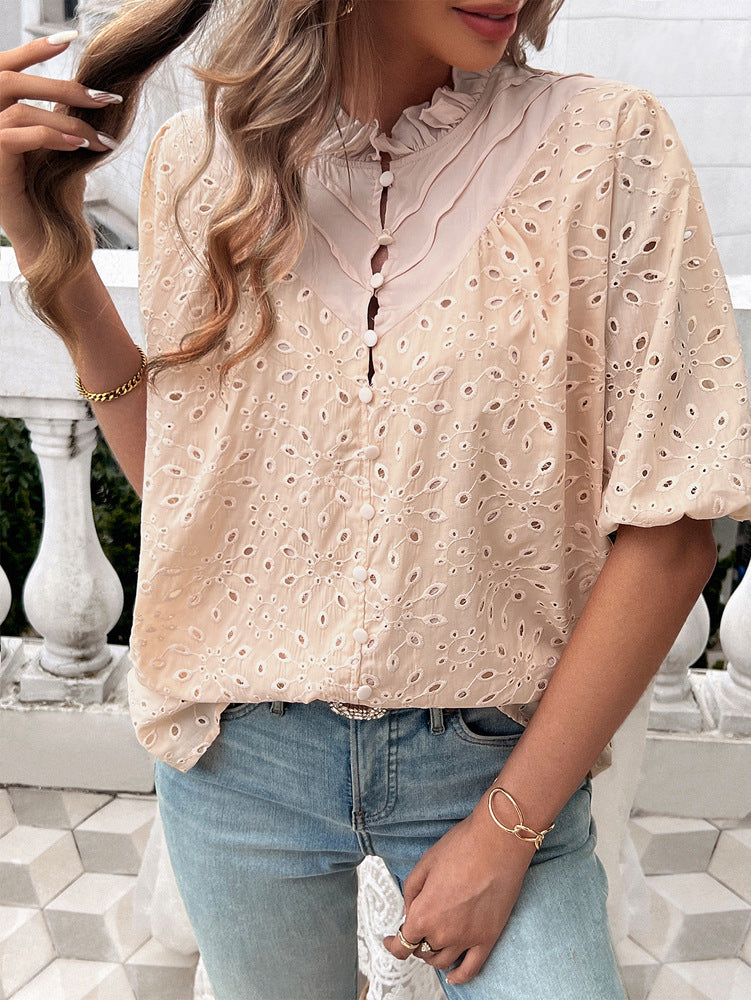 Women High Neck Crochet Top