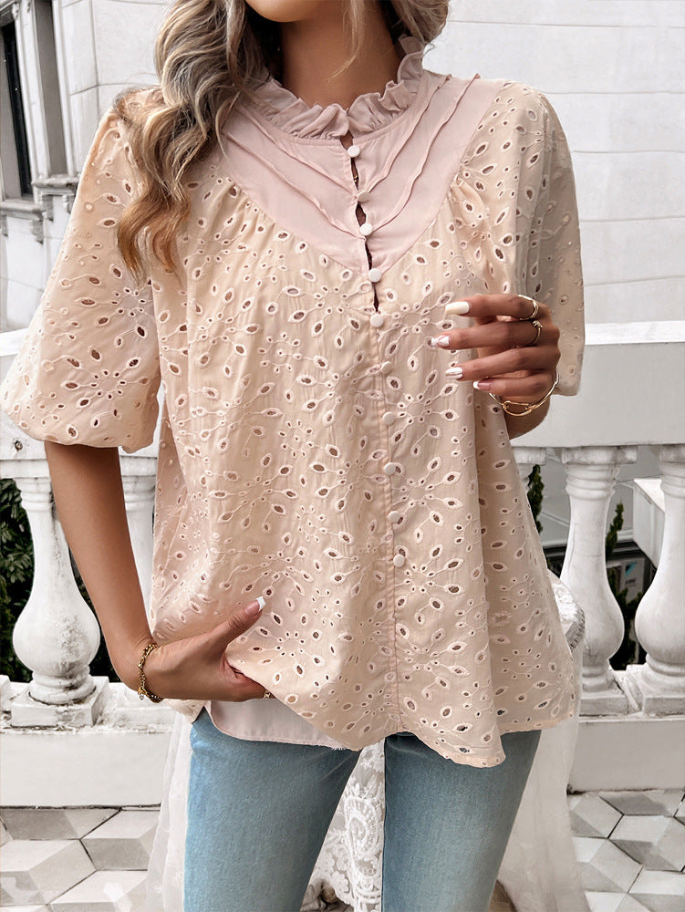 Women High Neck Crochet Top