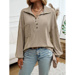 Women Solid Shirt Collar Top