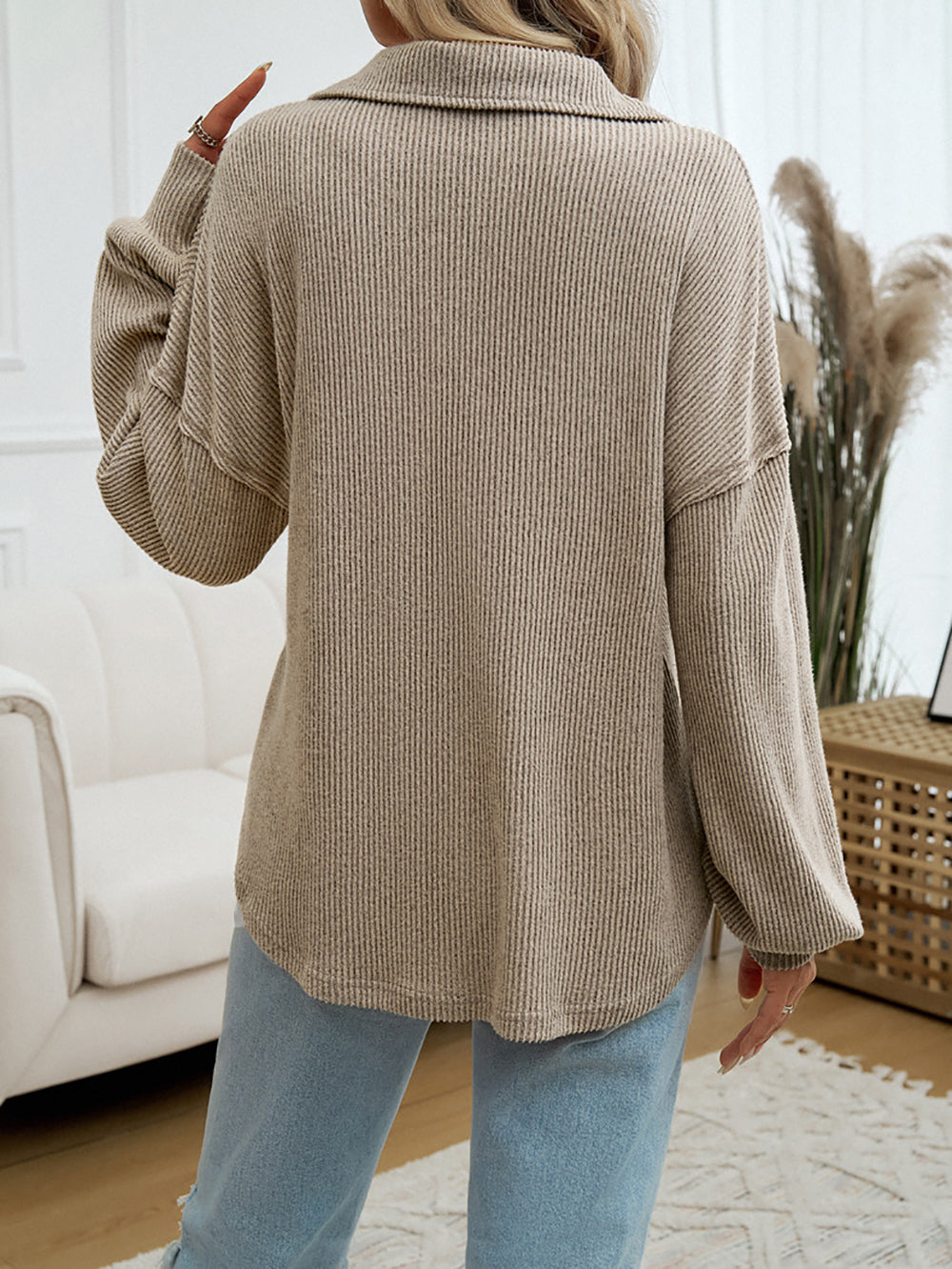 Women Solid Shirt Collar Top