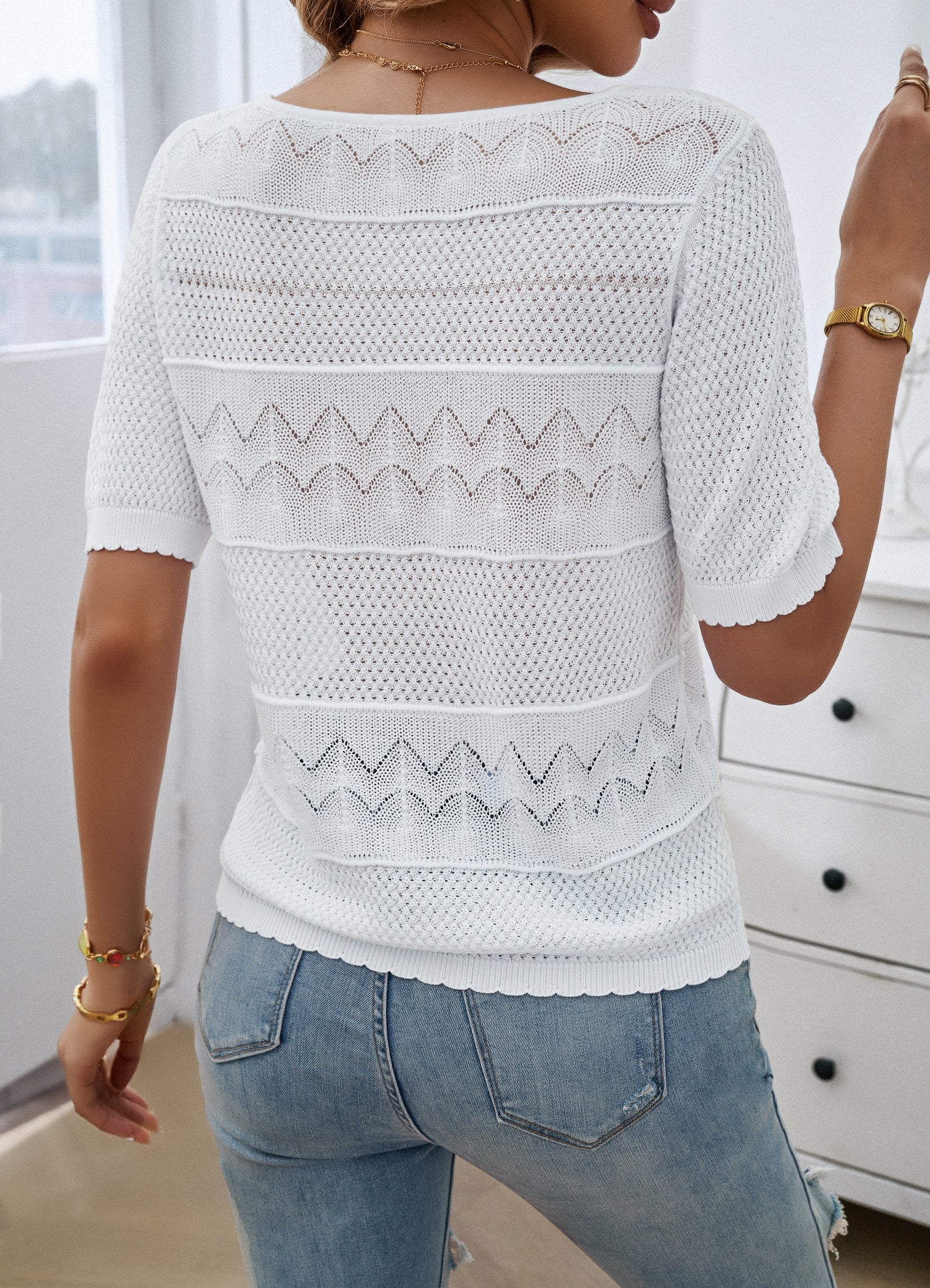 Casual Round Neck Regular Top