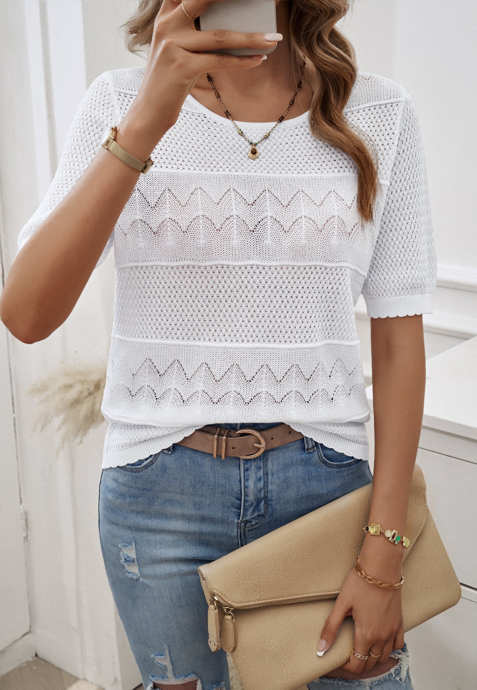 Casual Round Neck Regular Top