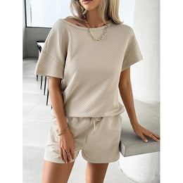 Women T-shirt with Shorts W254D2419024B_S-Beige