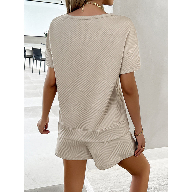 Women T-shirt with Shorts W254D2419024B_S-Beige