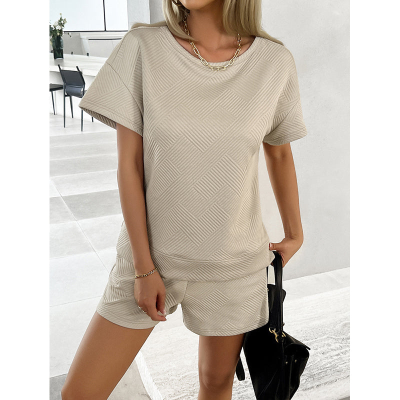 Women T-shirt with Shorts W254D2419024B_S-Beige