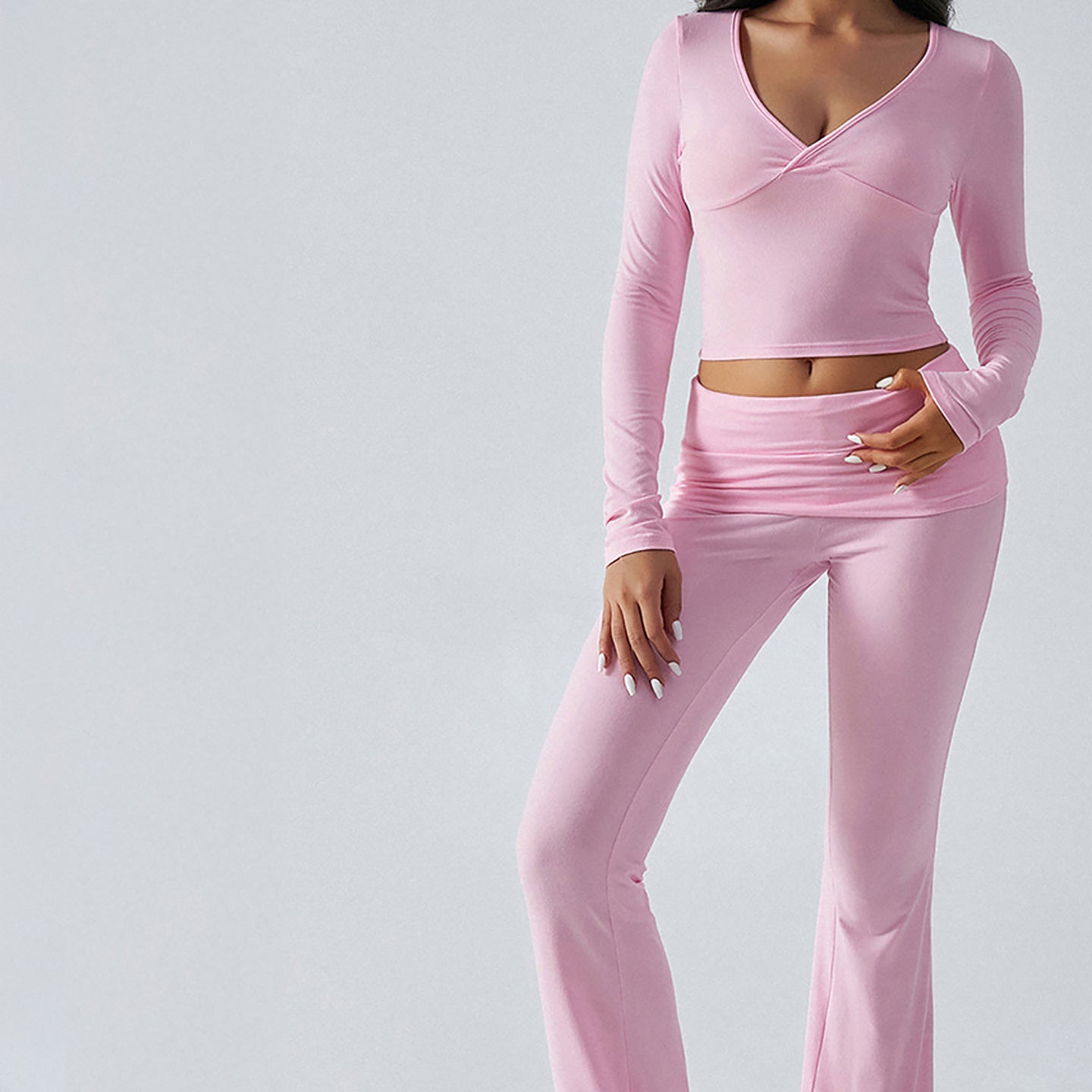 V-Neck Long Sleeves Top With Trouser