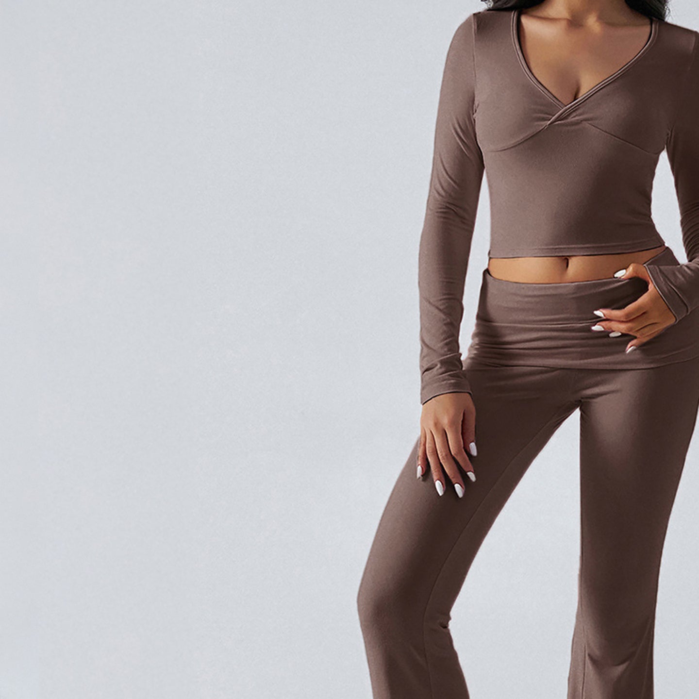 V-Neck Long Sleeves Top With Trouser