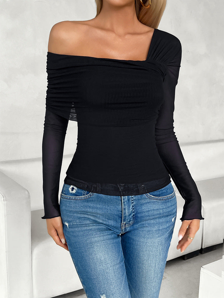 Women Solid One Shoulder Top