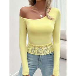 Women Solid One Shoulder Top