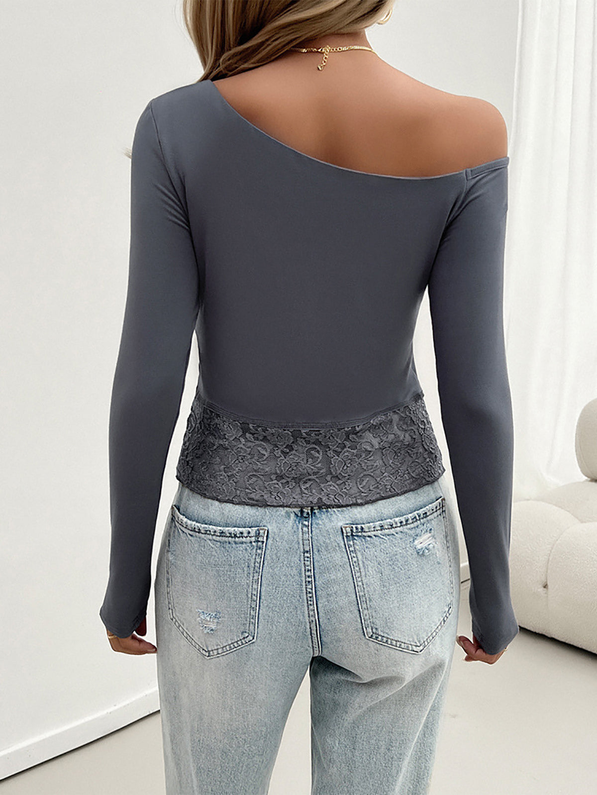 Women Solid One Shoulder Top