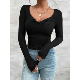 Women Solid Sweetheart Neck Top