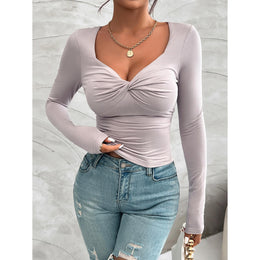 Women Solid Sweetheart Neck Top