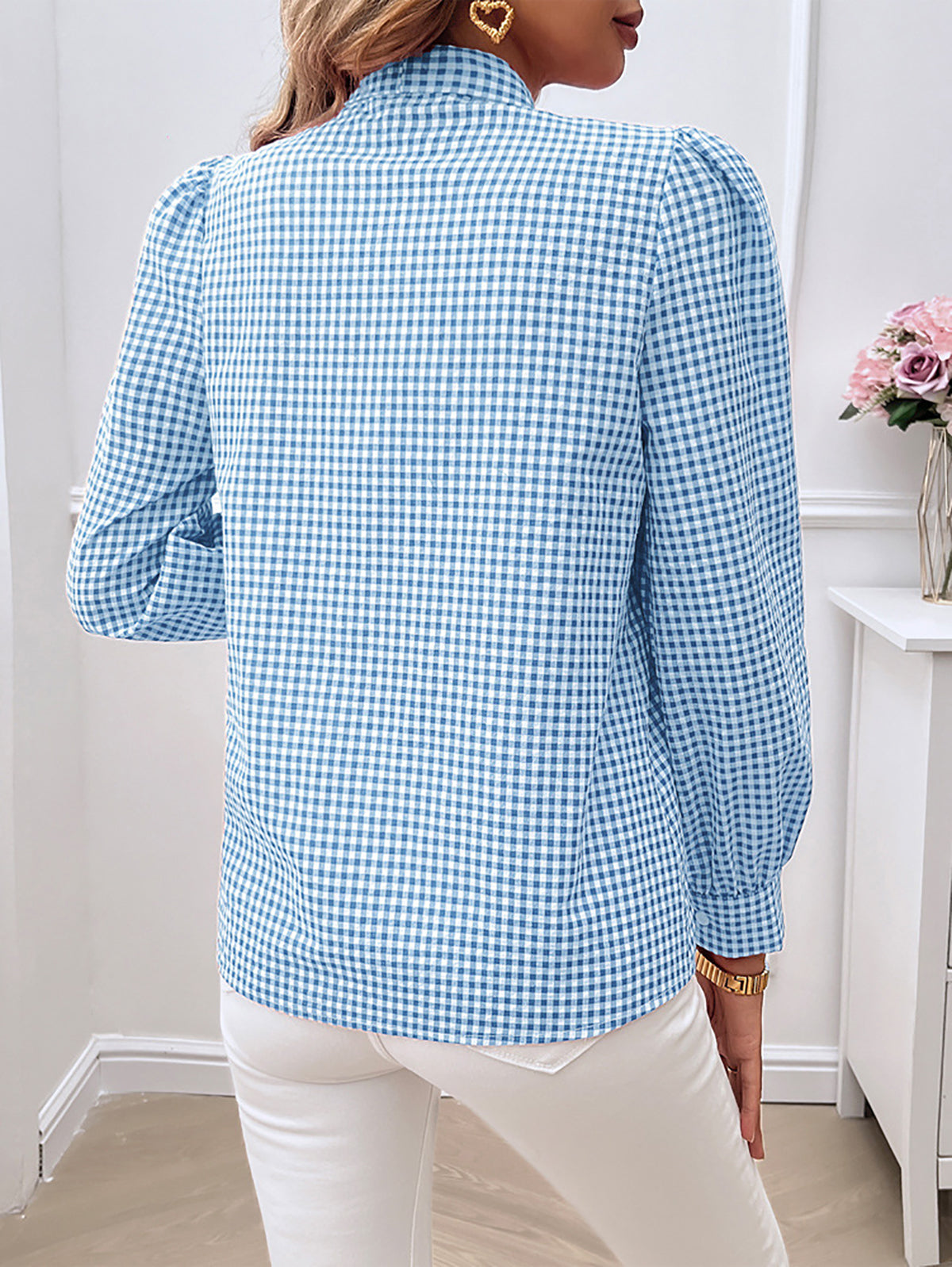 Women Gingham Checks Opaque Checked Casual Shirt