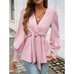 Women Bishop Sleeves Wrap Top