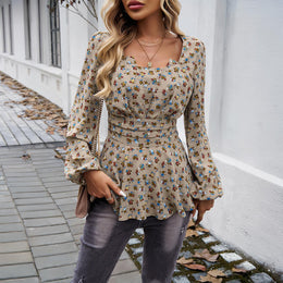 Women Floral Printed Square Neck Top
