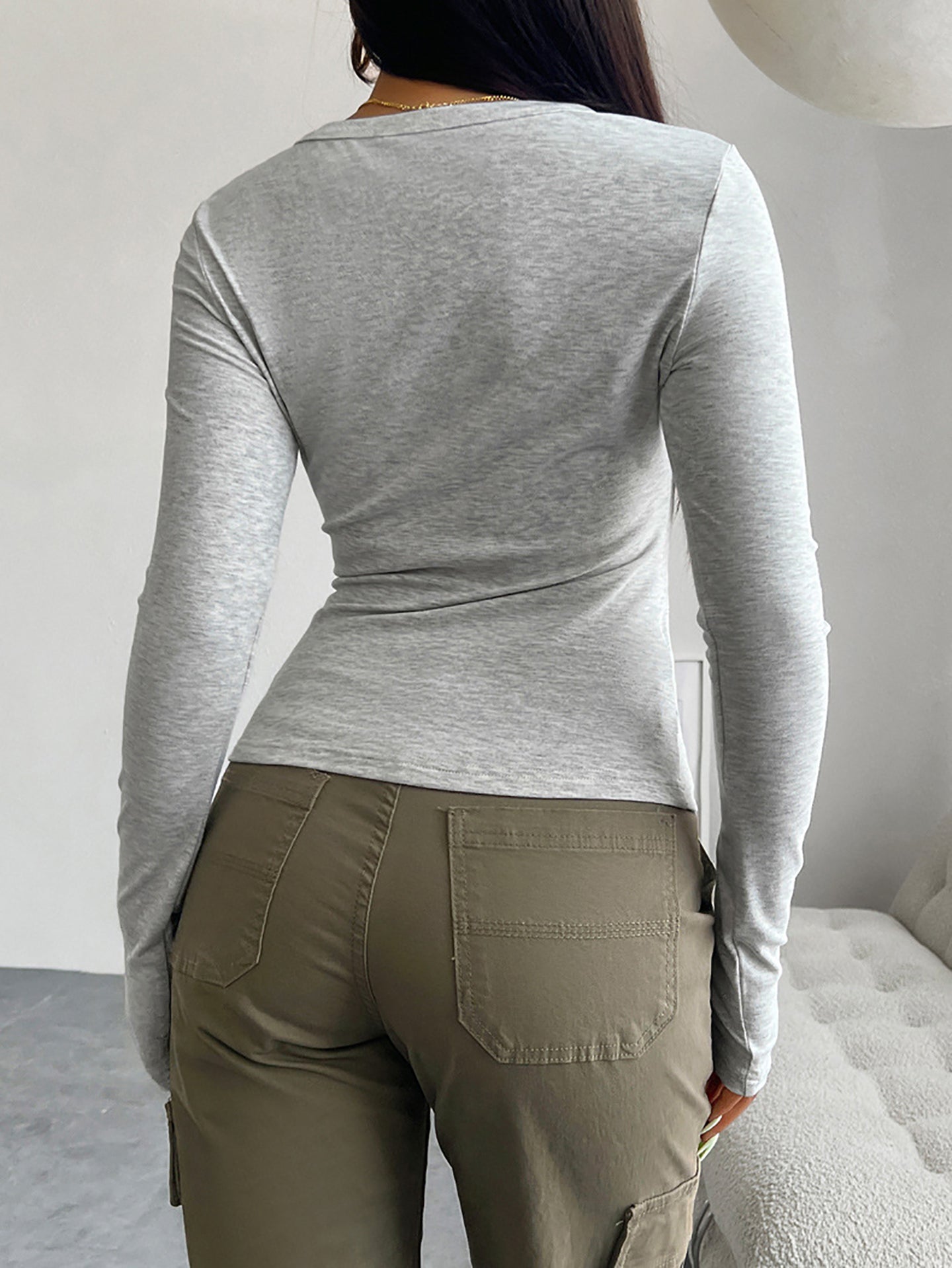 Women Solid V-Neck Top