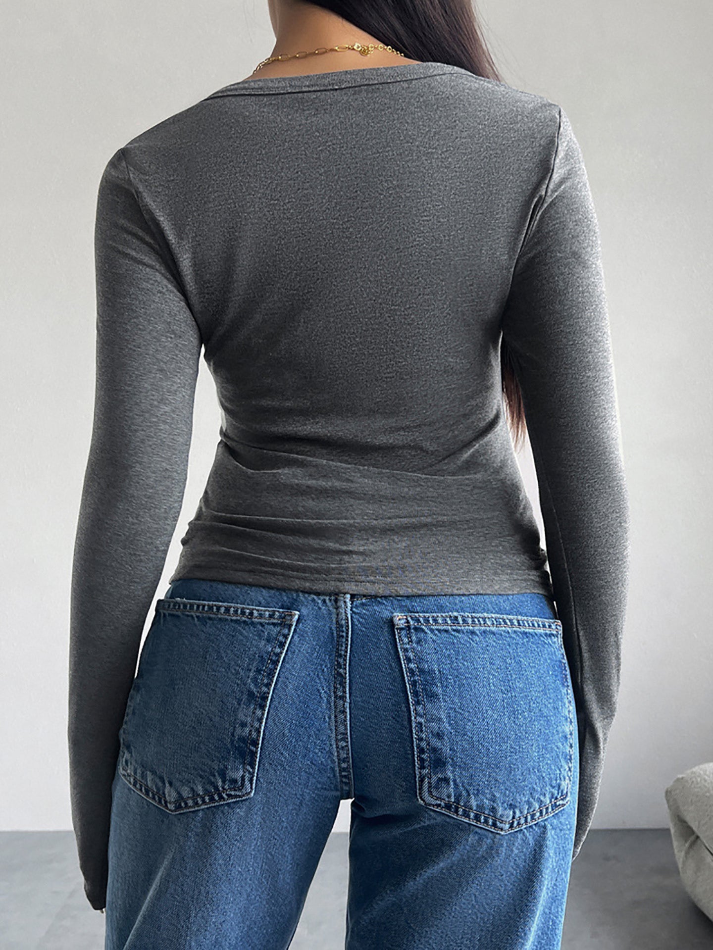 Women Solid V-Neck Top