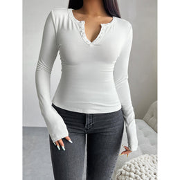 Women Solid V-Neck Top