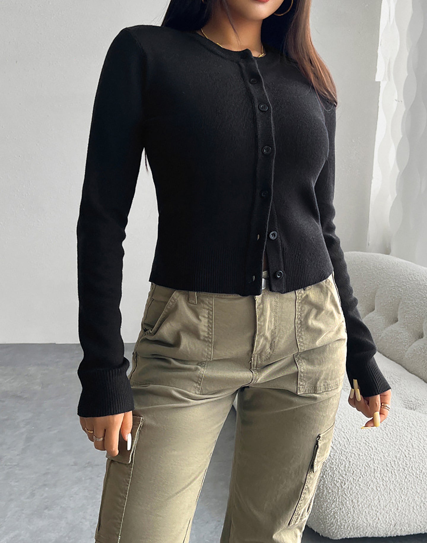 Women Ribbed Cardigan Sweater