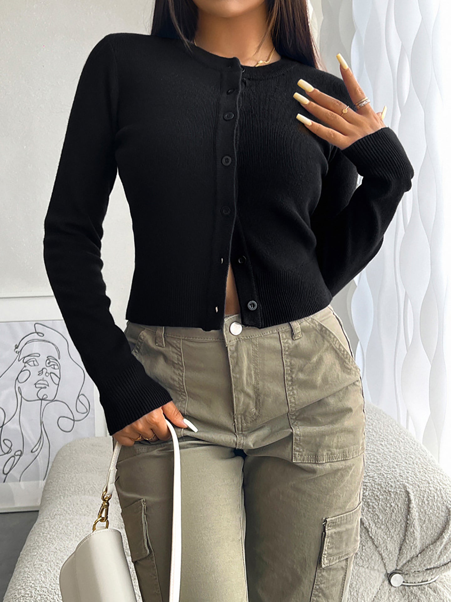 Women Ribbed Cardigan Sweater