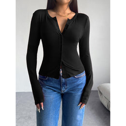 Women Solid Round Neck Top