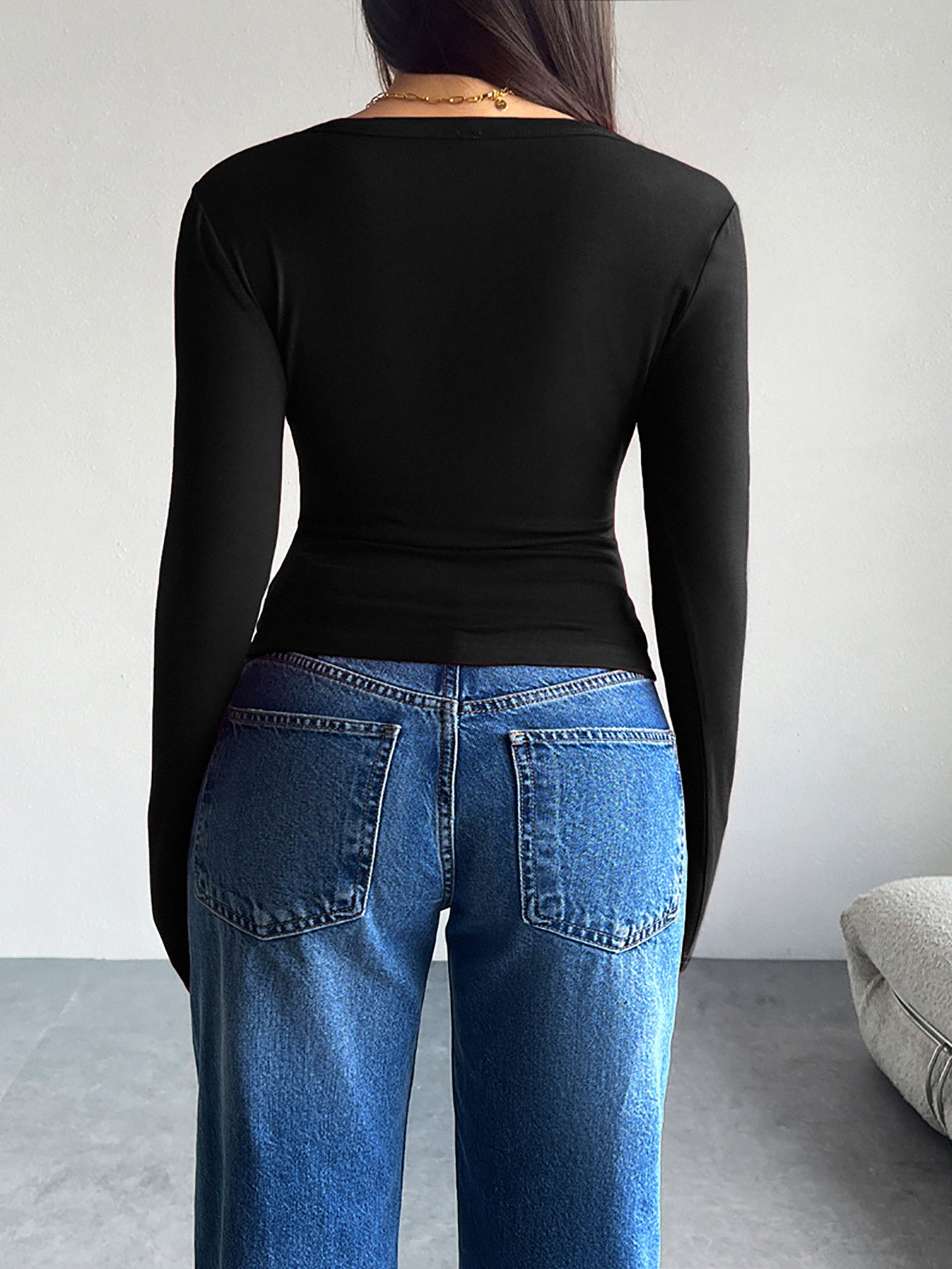 Women Solid Round Neck Top