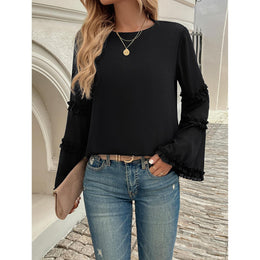 Women Solid Round Neck Top