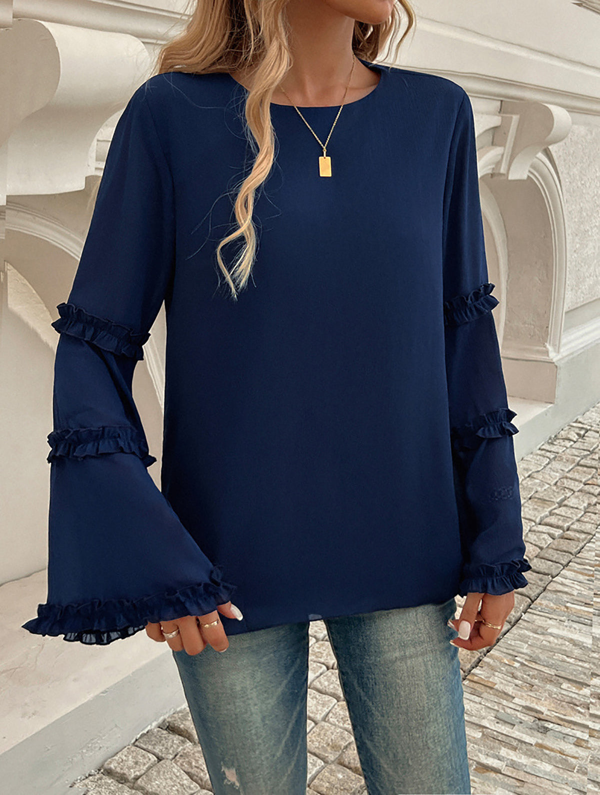 Women Solid Round Neck Top