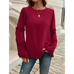 Women Solid Round Neck Top