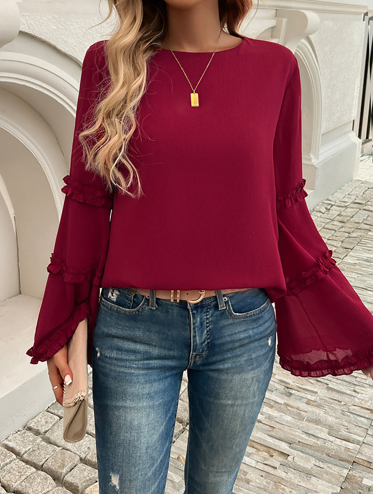 Women Solid Round Neck Top