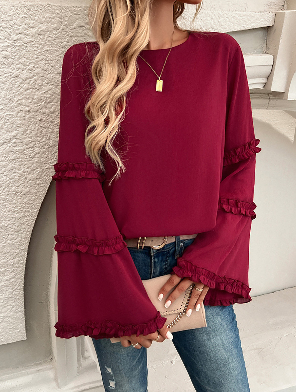 Women Solid Round Neck Top