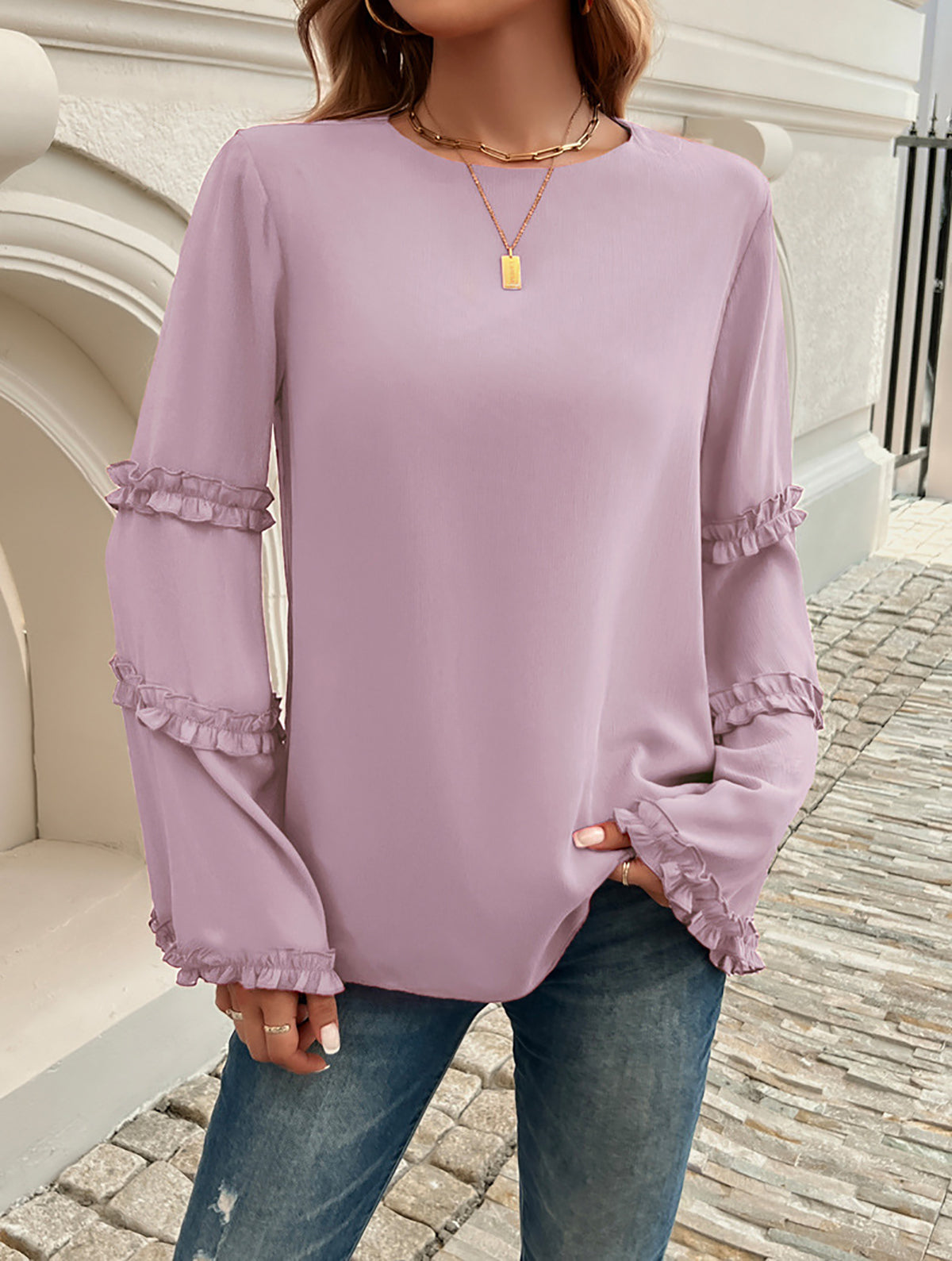Women Solid Round Neck Top