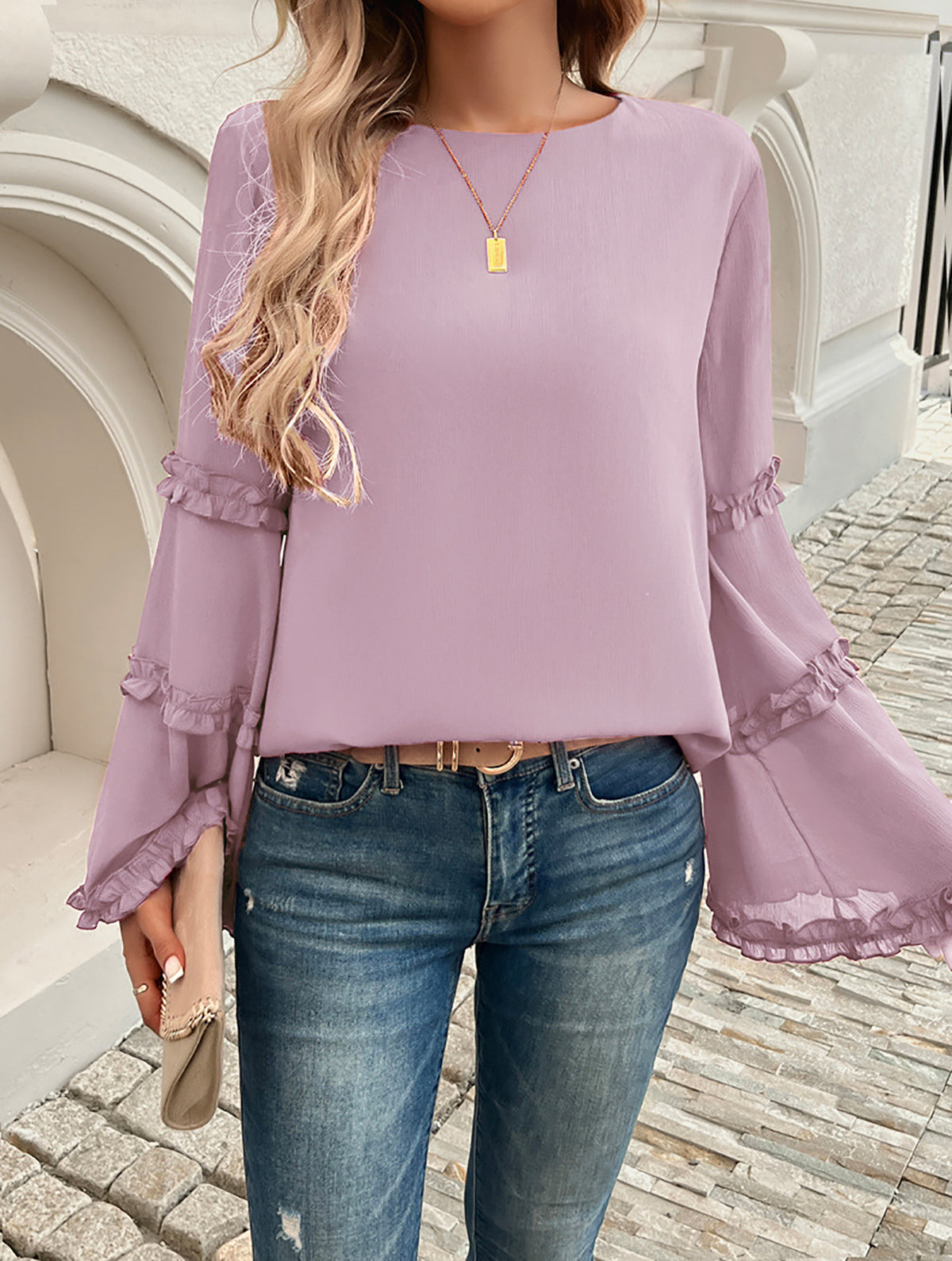 Women Solid Round Neck Top