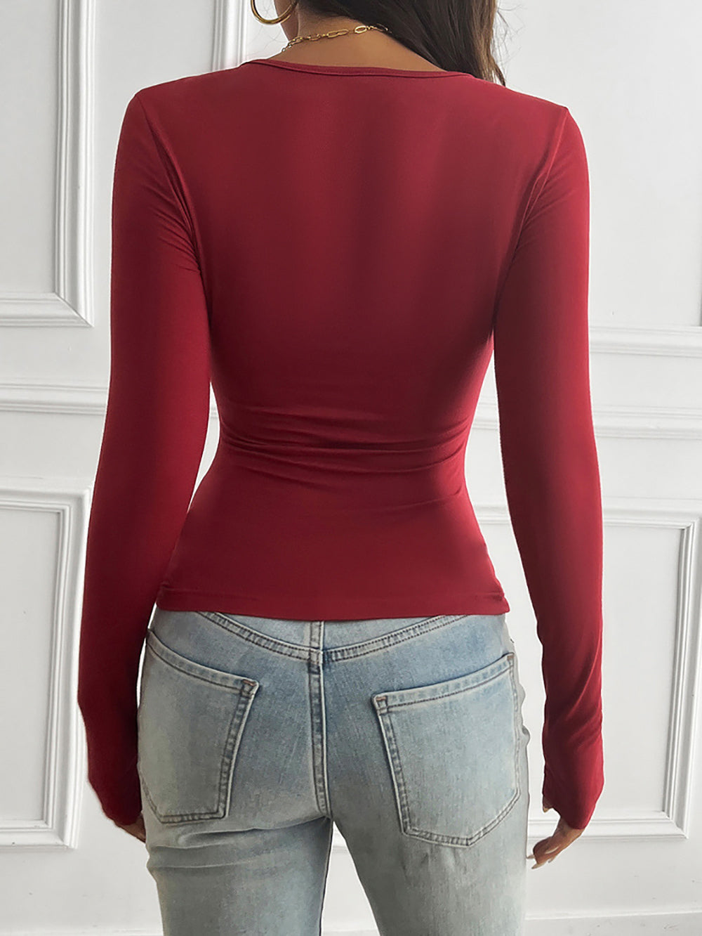 Women Solid Round Neck Top