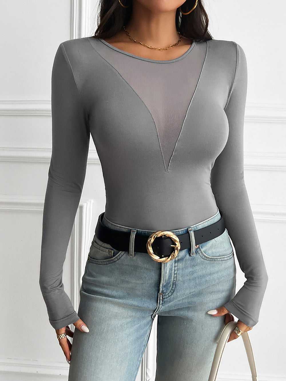 Women Solid Round Neck Top