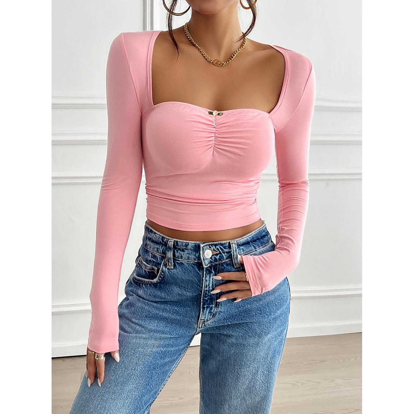 Women Sweetheart Neck Crop Top