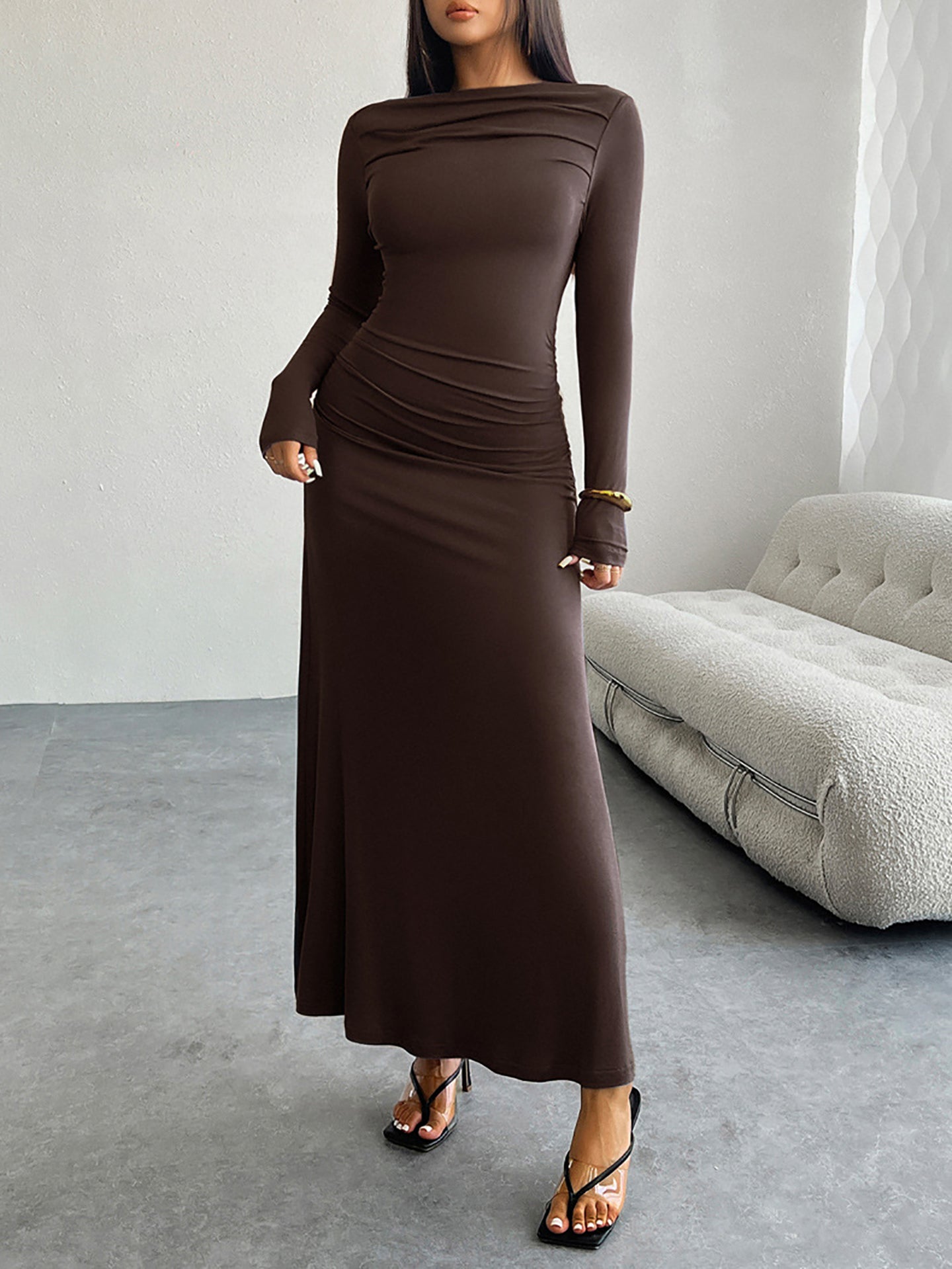 Women Solid Bodycon Maxi Dress