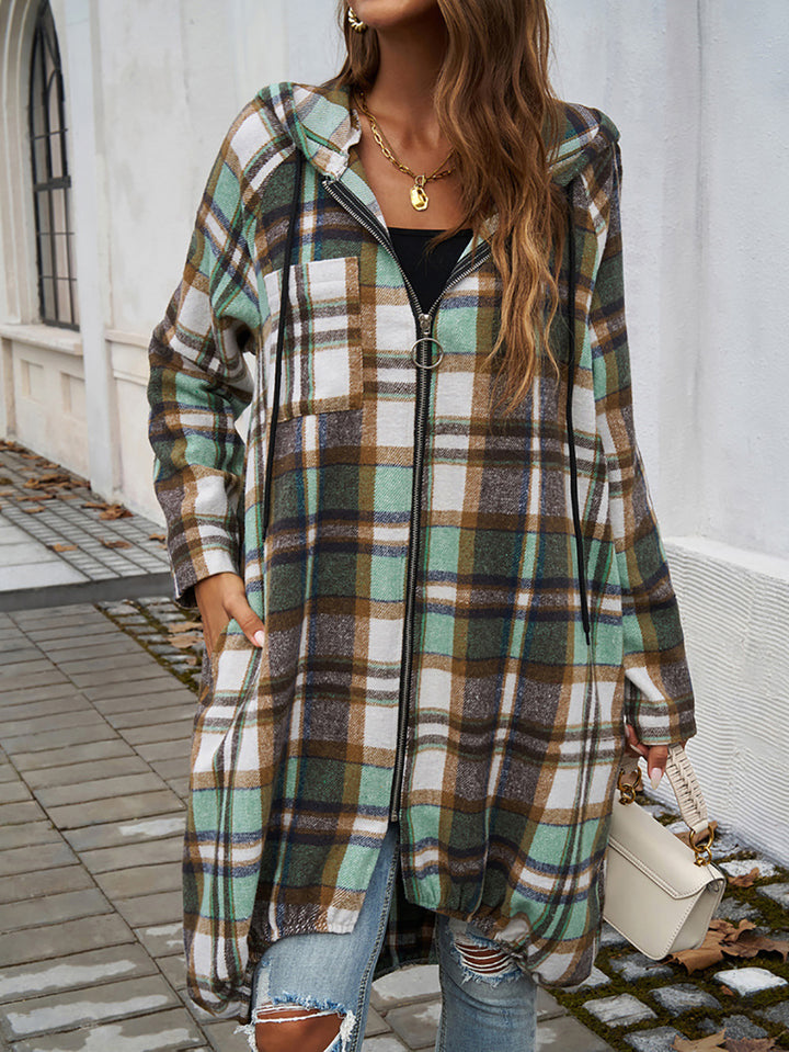Women Checked Longline Tailored Jacket