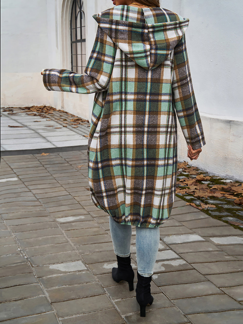 Women Checked Longline Tailored Jacket