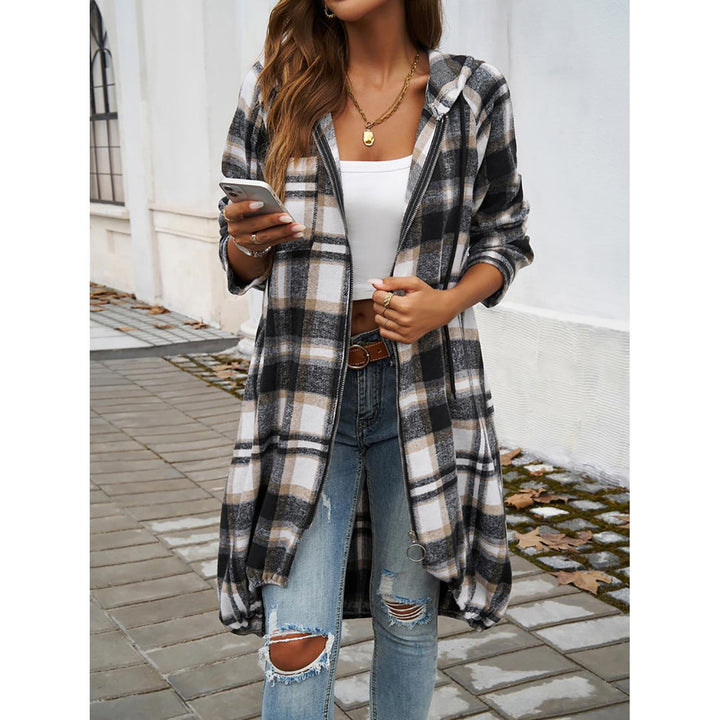 Women Checked Longline Tailored Jacket
