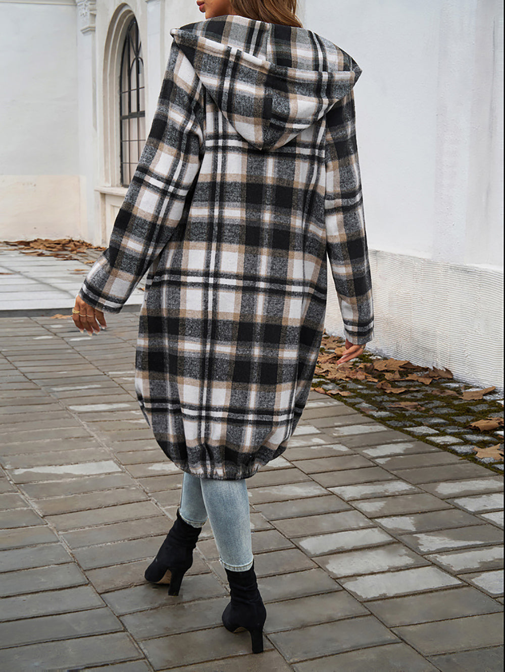 Women Checked Longline Tailored Jacket
