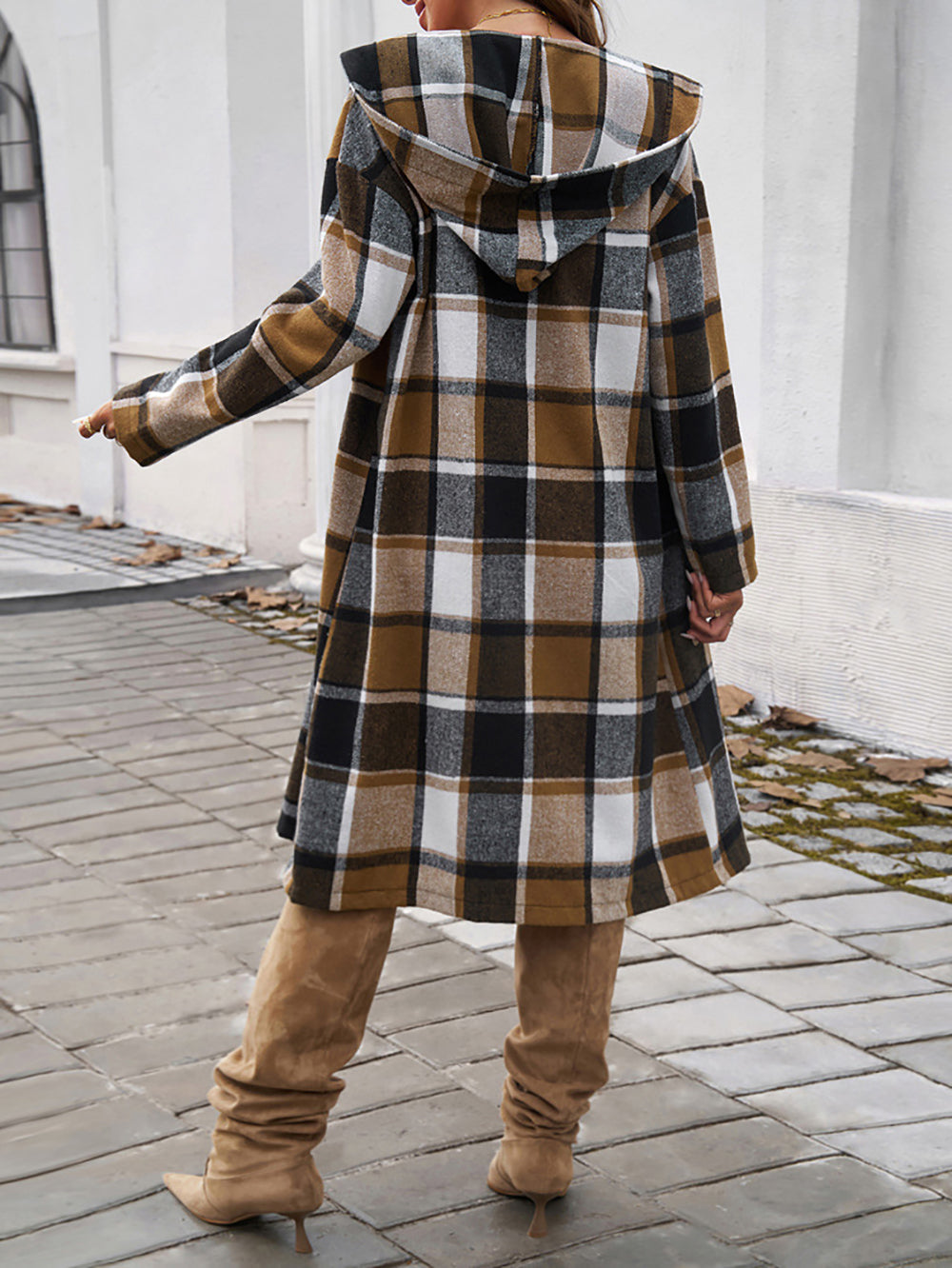 Women Checked Longline Tailored Jacket