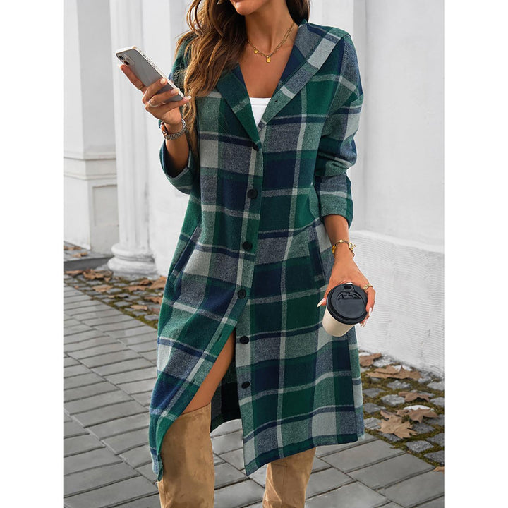 Women Checked Longline Tailored Jacket