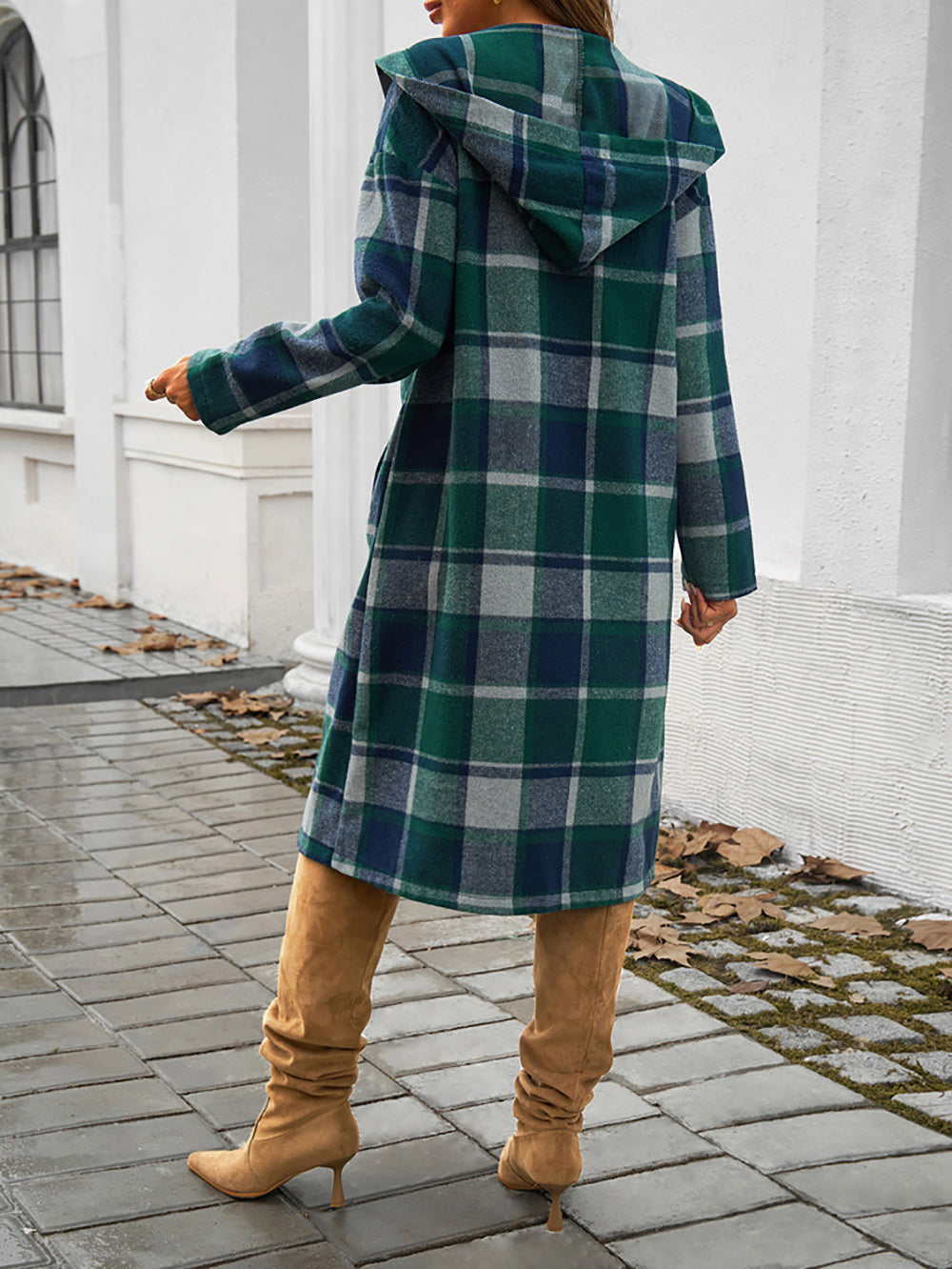 Women Checked Longline Tailored Jacket