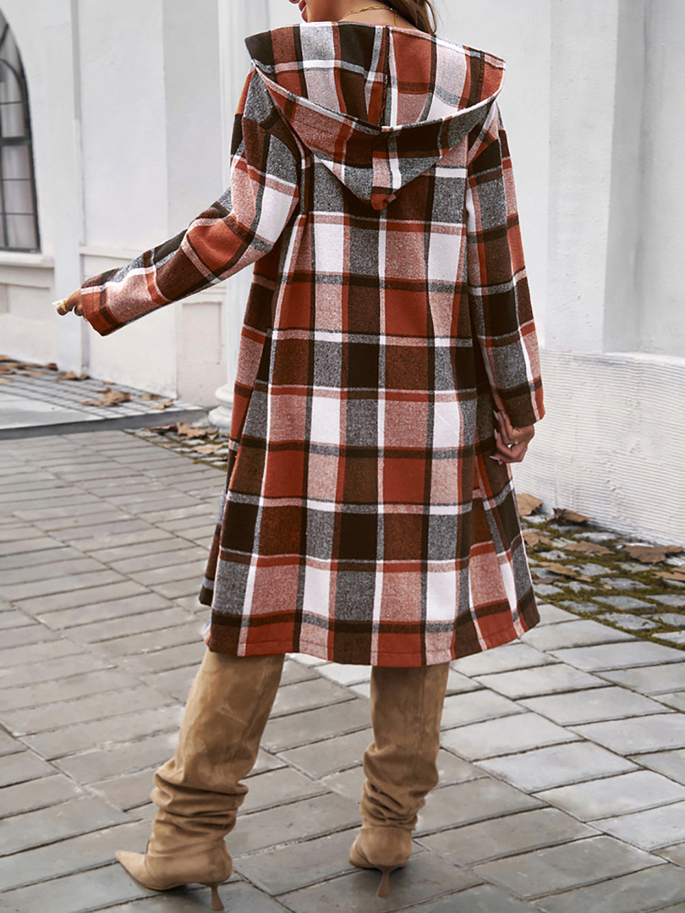 Women Checked Longline Tailored Jacket