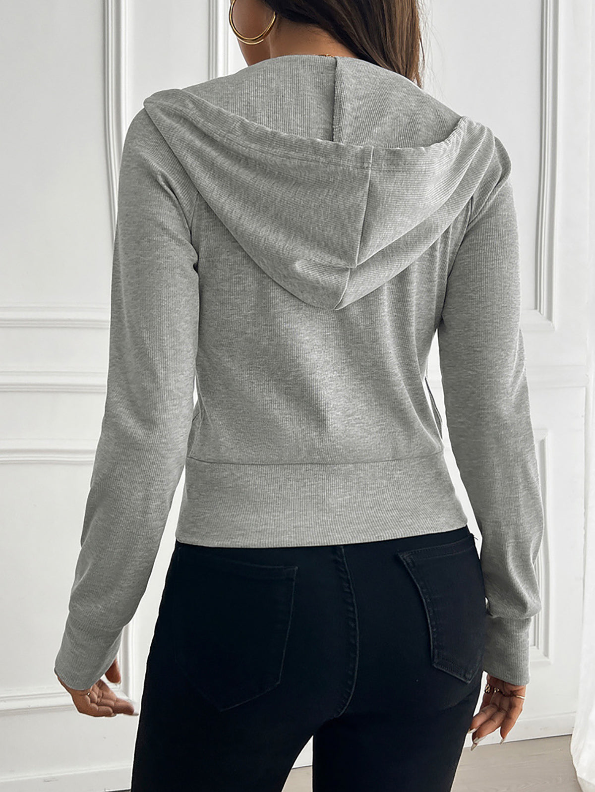 Women Crop Hooded Tailored Jacket