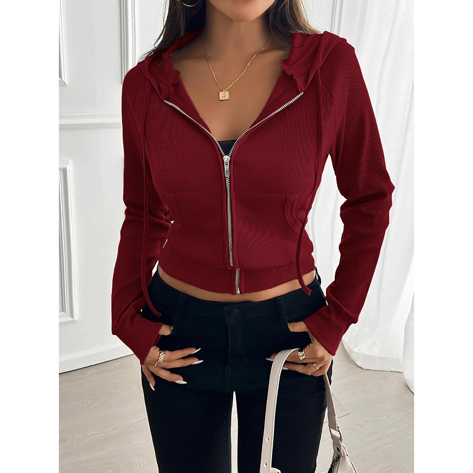 Women Hooded Crop Tailored Jacket