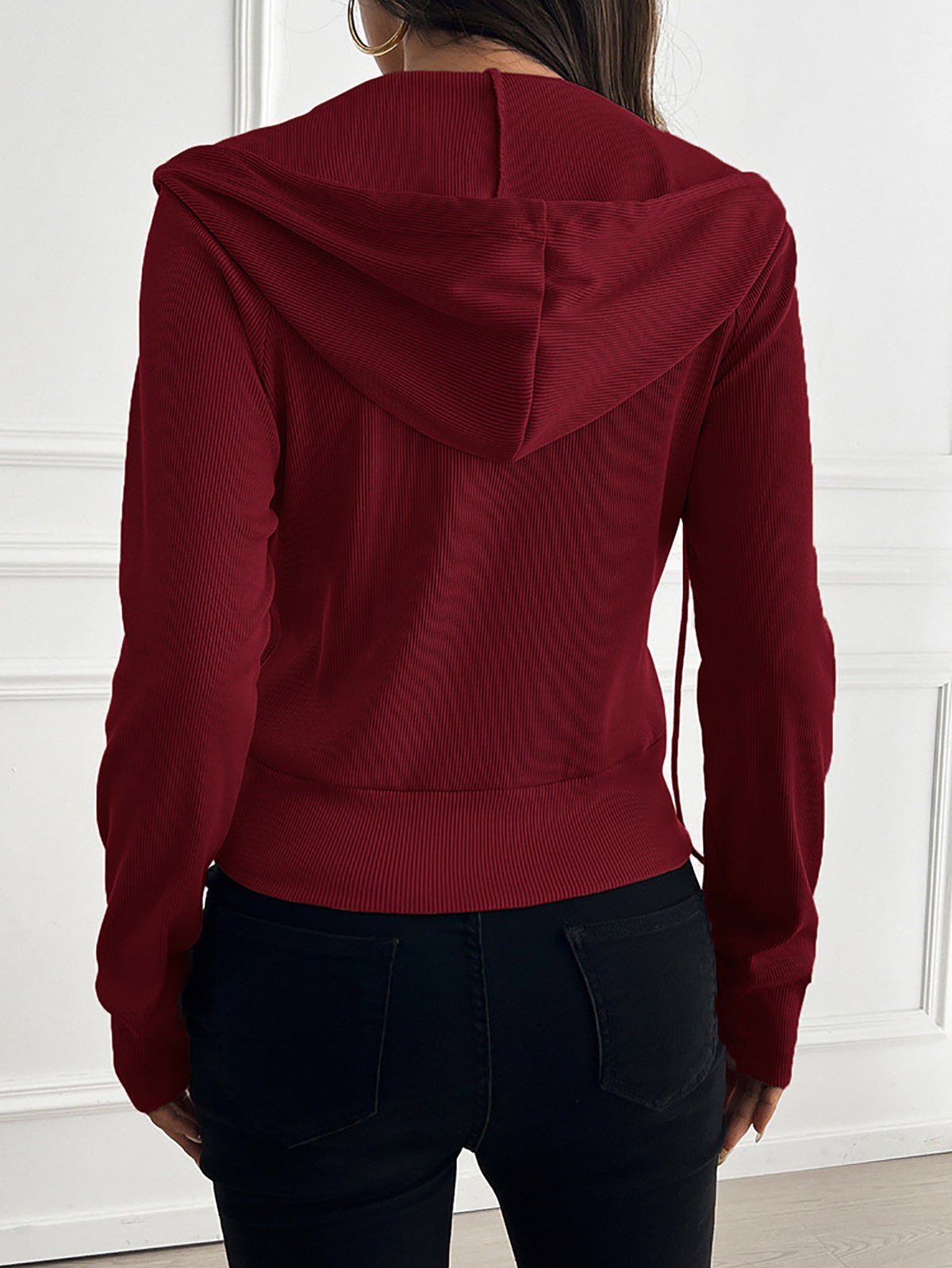 Women Hooded Crop Tailored Jacket
