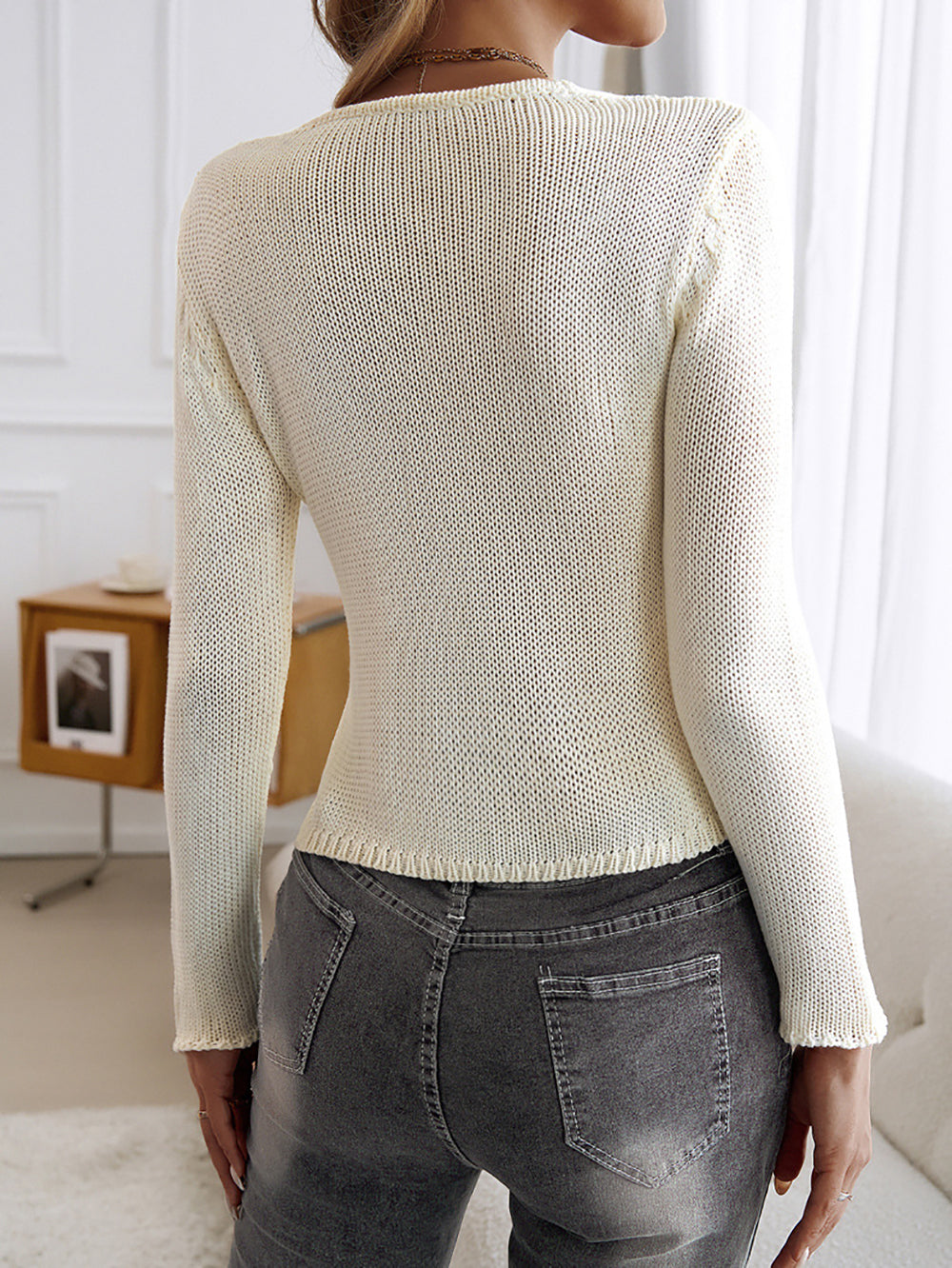Women Scoop Neck Long Sleeves Sweaters