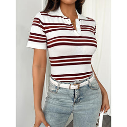 Women Striped Georgette T-Shirt